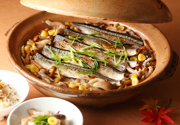Autumn Festival: Rice cooked with Pacific saury
